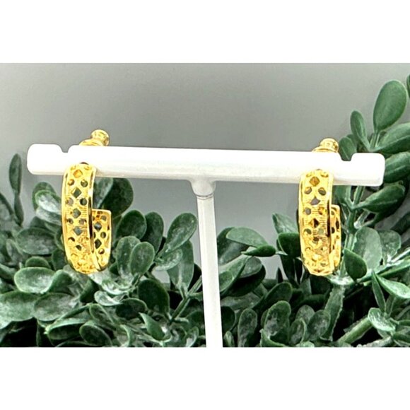 Gold-Tone Filigree Hoop Earrings by Monet - Picture 6 of 6